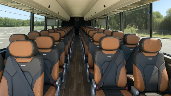 Interior of Charter Bus Company Dallas's 56 Passenger Charter Bus in Dallas