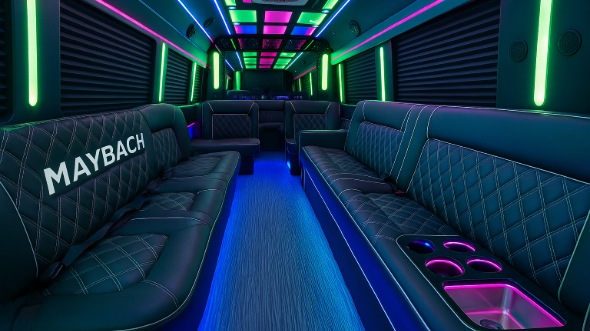 Interior of Charter Bus Company Dallas's Party Bus in Dallas